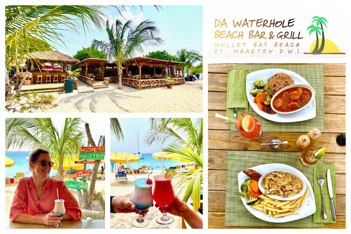 Da Waterhole - Lunch, Dinner on Mullet Bay Beach, Beach Chairs, Sunset, Lockers, Shower, Toilet, Drinks, Restaurant