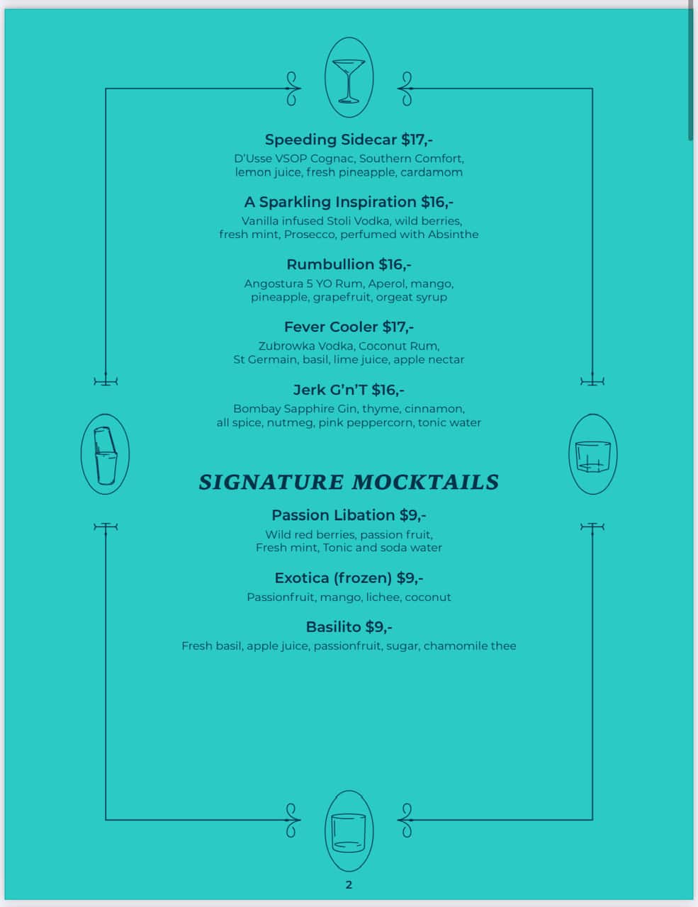 Kingsman Menu - Signature Cocktails 2