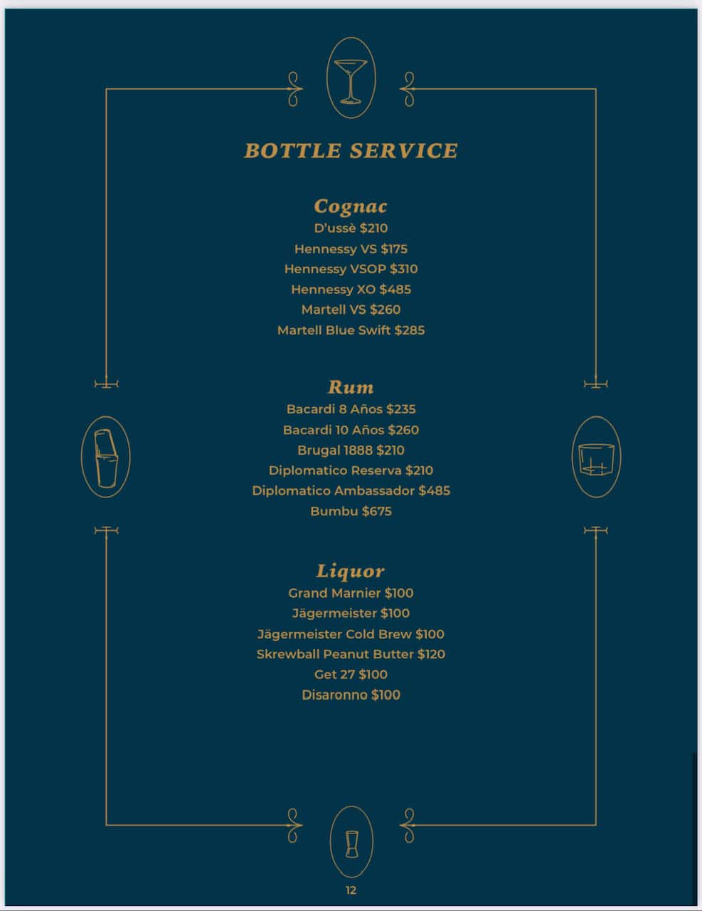 Kingsman Menu - Bottle Service 2