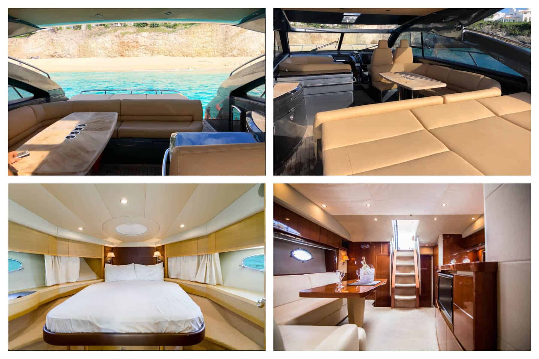 Princess 55FT Inside view, Leather Seats, Kitchen, Master Bedroom