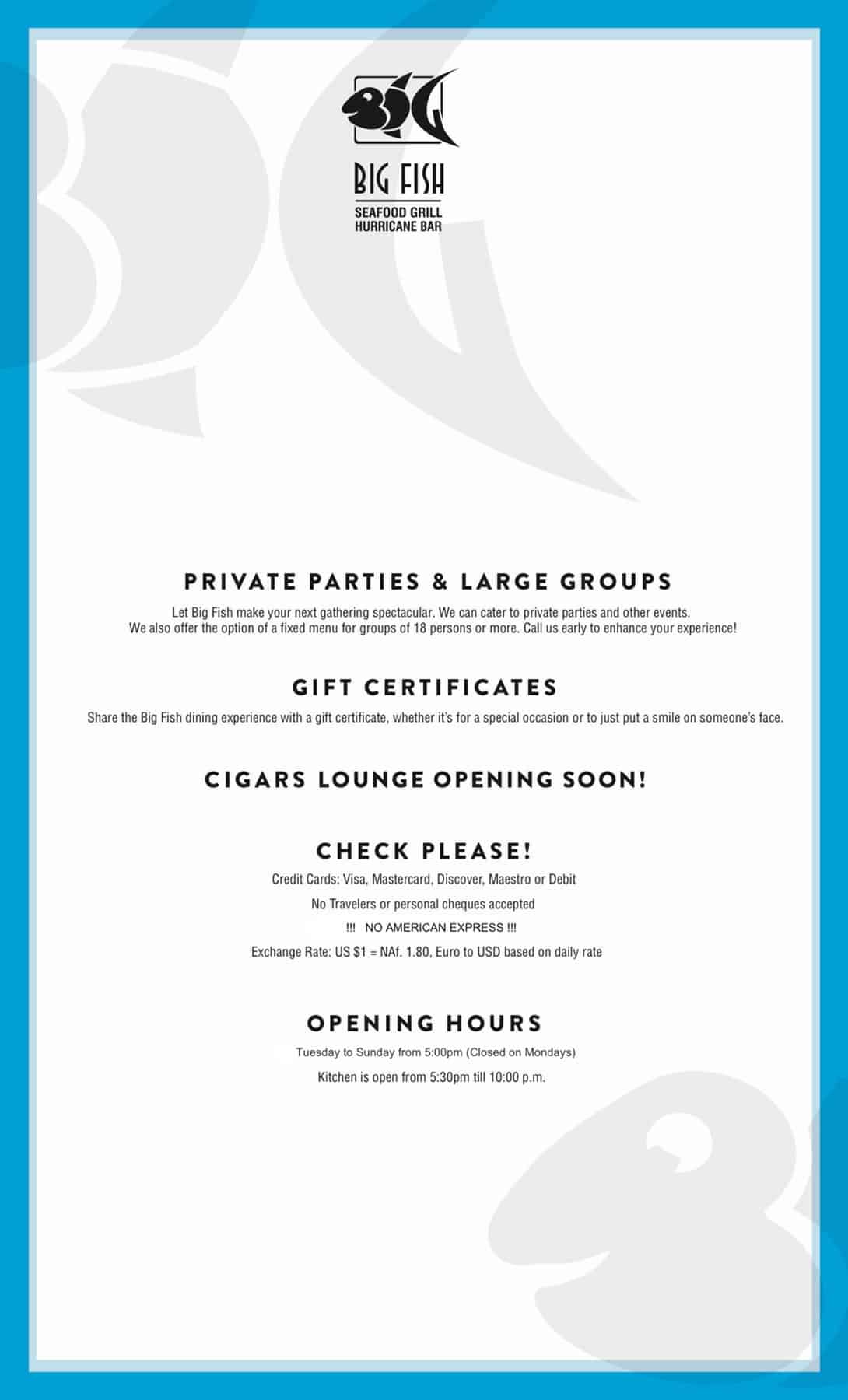 Private Parties and Events at Big Fish 2023