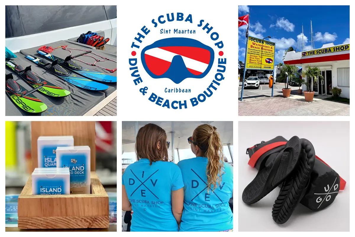 The Scuba shop in Simpson Bay - All Diving gear, snorkeling, Flip Flops, Waterski, Water Sports shop - Island Games We Are SXM