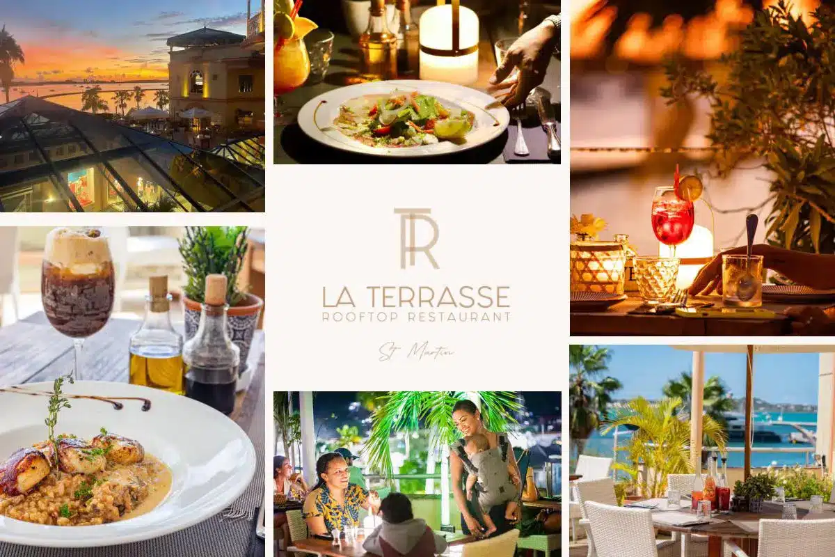 La Terrasse Rooftop Restaurant in Marigot with amazing Sunset views