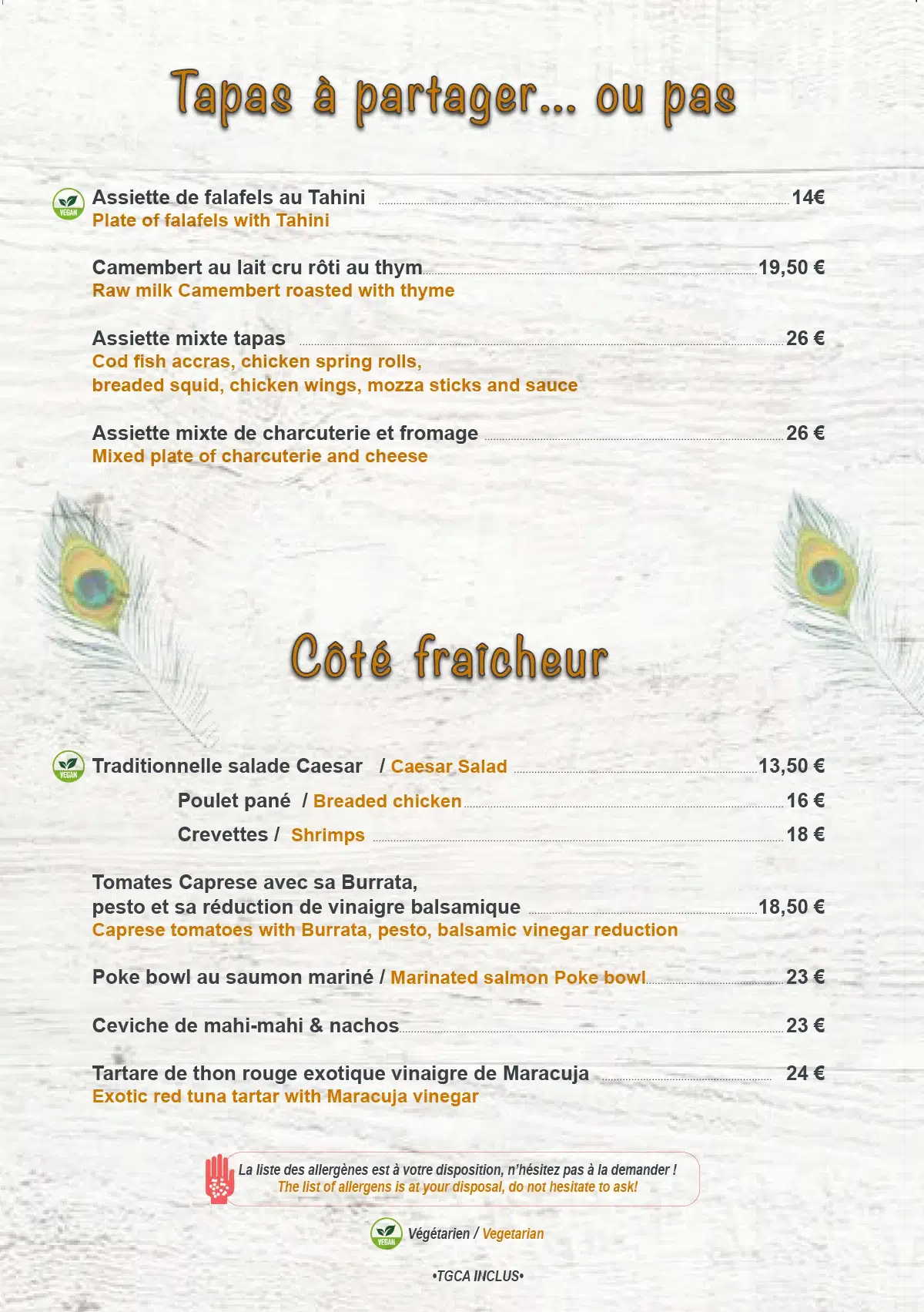 Menu Rancho del Sol 2024 - Tapas & Salads