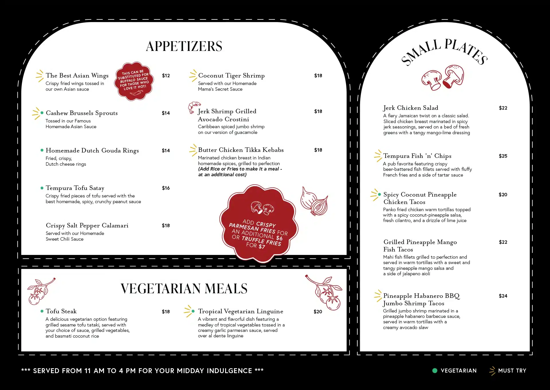 Bold Buddha 2025 - Lunch Menu Appetizers, Vegetarian & Small bites to share