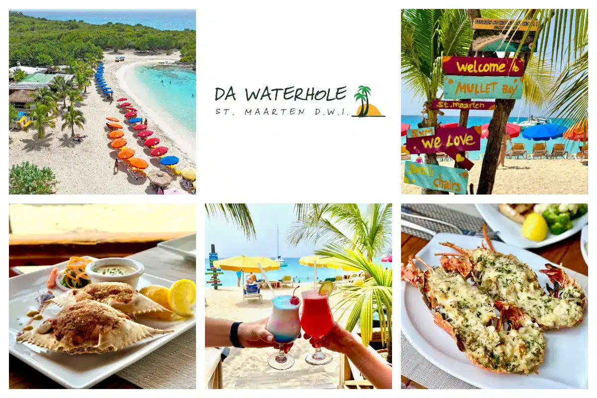 Da Waterhole Beach Bar and Caribbean Grill Restaurant on Mullet Bay - Local Food in gorgeous setting!